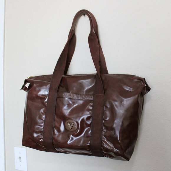 Vintage Mario Valentino Soft PVC Monogram Foldable Overnight Travel Tote Bag - Picture 14 of 14